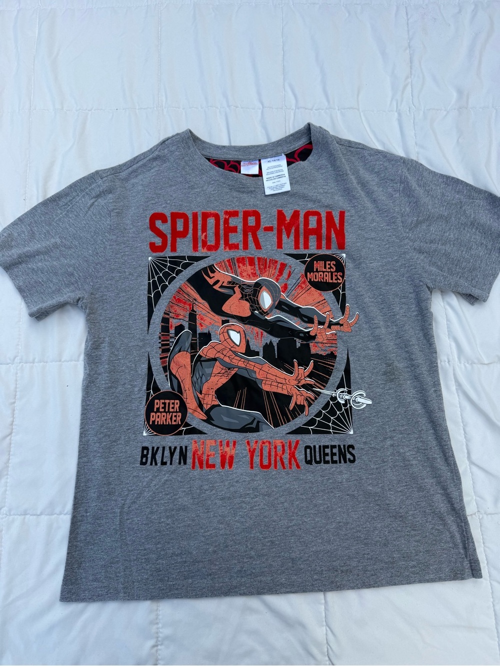 Marvel Spider-Man Short Sleeve Tee in Gray with Red and Black Graphic